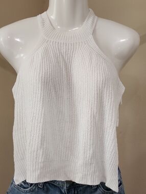 White Knit Halter Tank Top - Brand: